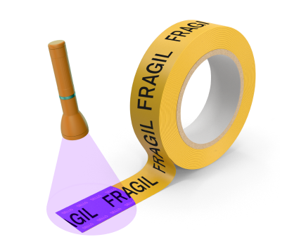 Cinta impresa con tinta invisible